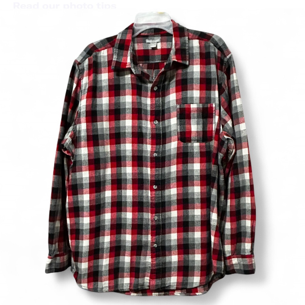 FALLS CREEK Creek Casual Red and Black Long Sleeve Plaid Shirt XL.Excellent Cond